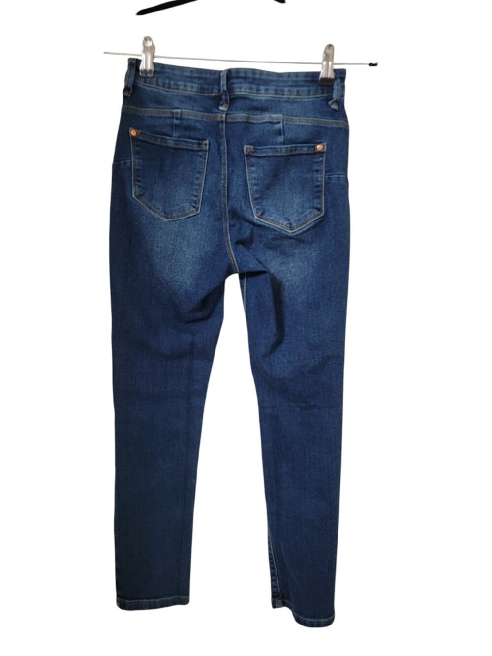No Boundaries Size 7 Dark Wash High Rise Sculpting Skinny Crop Denim Blue Jeans - Picture 3 of 13